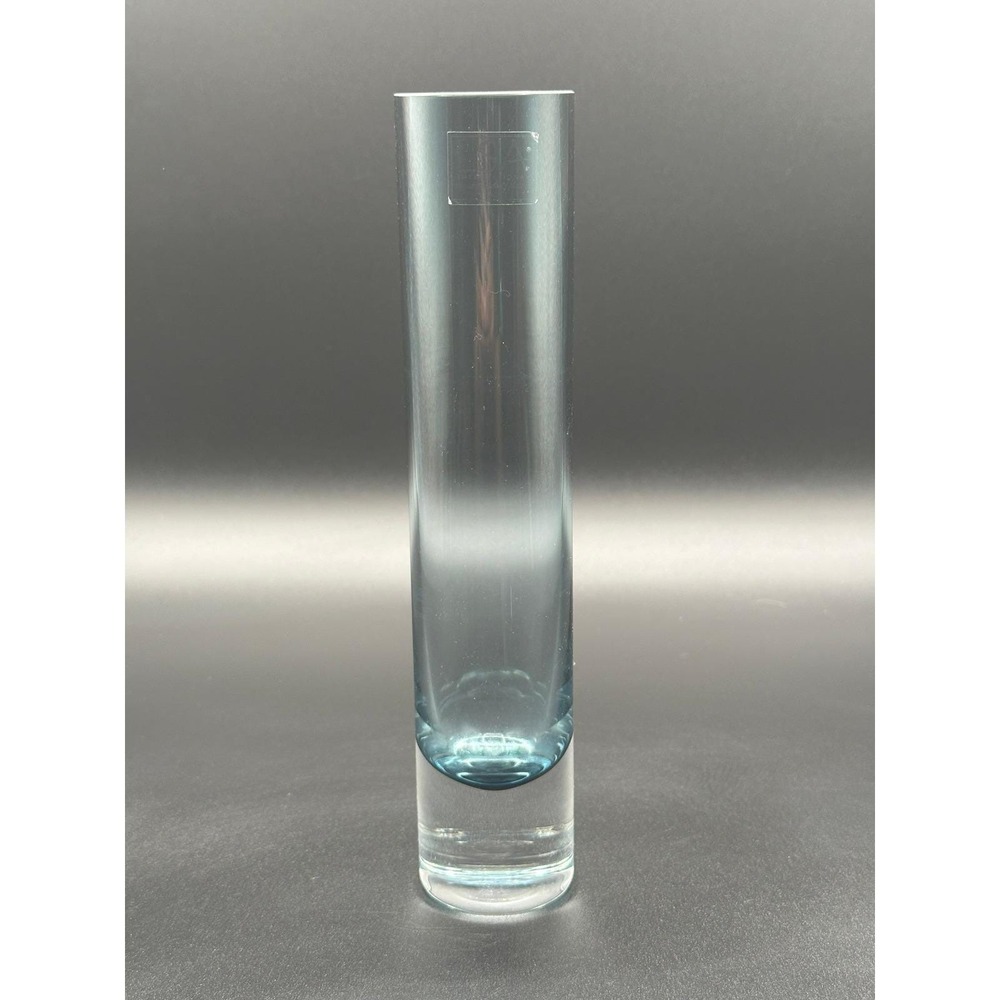 Vintage LSA International Smoky Blue Glass Bud Vase Handcrafted Poland 8.75"